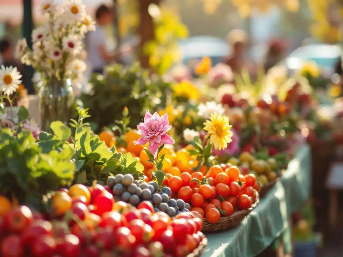 A warm farmers market stall