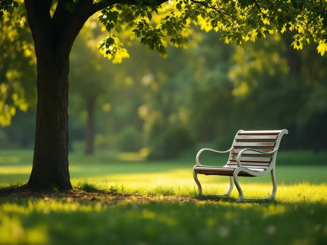 A quiet sunlit park path